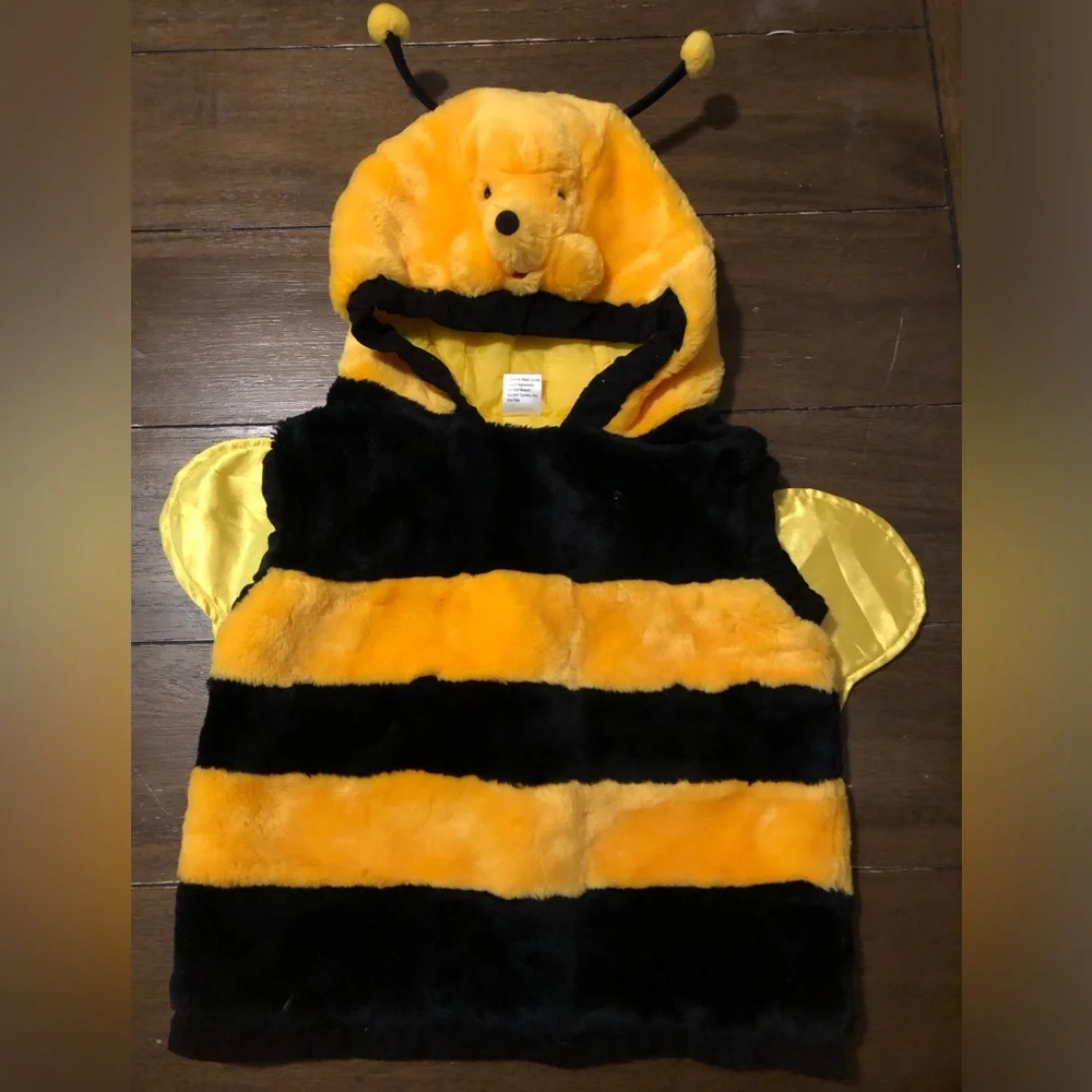 Bear Bumble bee vest with hoodie costume- Yellow & Black